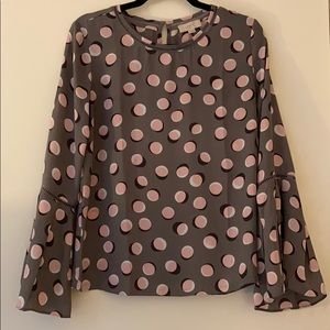 Loft Polka Dot Bell Sleeve Blouse